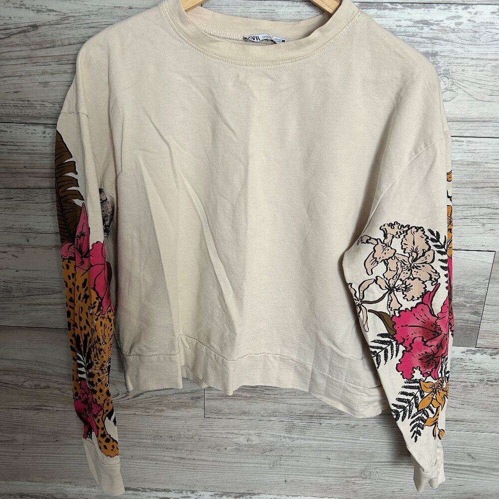 Zara Leopard Sleeve pullover